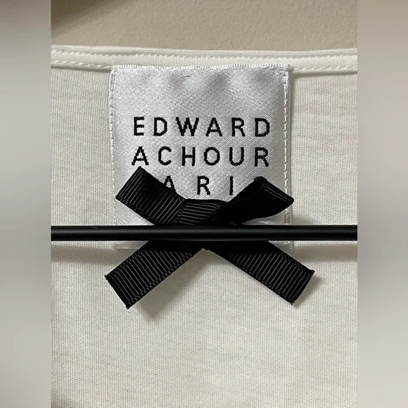 Edward Achour Paris Bow Sailor Style White High-Low Blouse Size 38 (Medium) - Picture 6 of 8